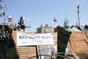 Activist of self defense of Maidan on the barricades