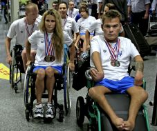Members of the national Paralympic team on swimming