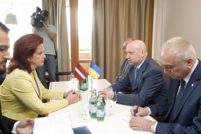 Aleksandr Turchinov and Solvita Aboltinja