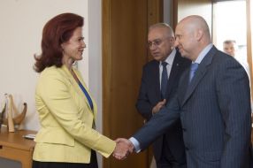 Aleksandr Turchinov and Solvita Aboltinja