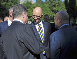 Aleksandr Turchinov, Arseniy Yatsenyuk and Petr Poroshenko
