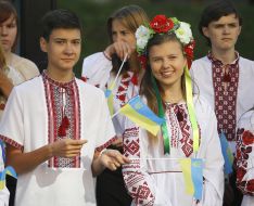 Youth in embroidered shirts
