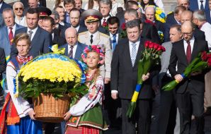 Participants of laying flowers ceremony