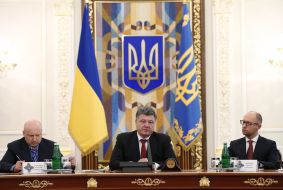 Aleksandr Turchinov, Petr Poroshenko and Arseniy Yatsenyuk