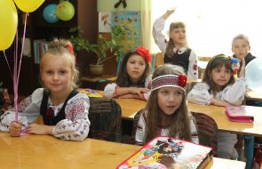First-grader in classroom