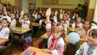 First-grader in classroom