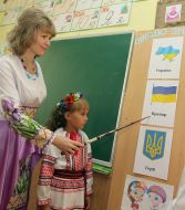 First-grader in classroom