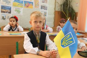 First-grader in classroom