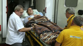 Transporting the wounded soldier