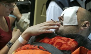 Transporting the wounded soldier