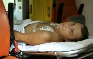 Transporting the wounded soldier