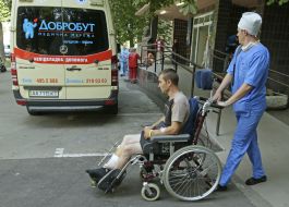 Transporting the wounded soldier