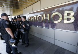 Law enforcement officers near the "Antonov"