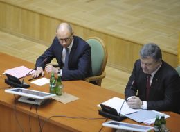 Arseniy Yatsenyuk and Petr Poroshenko