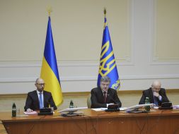 Arseniy Yatsenyuk, Petr Poroshenko and Aleksandr Turchinov