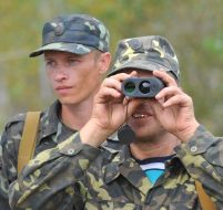 The servicemen of the 95th separate airmobile brigade during exercises
