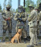 The servicemen of the 95th separate airmobile brigade during exercises