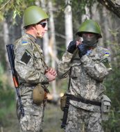 The servicemen of the 95th separate airmobile brigade during exercises