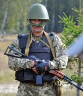 The servicemen of the 95th separate airmobile brigade during exercises