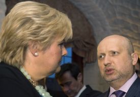 Aleksandr Turchinov and Erna Solberg