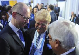 Arseniy Yatsenyuk and Elmar Brok
