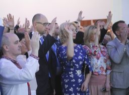 Arseniy Yatsenyuk, Lyudmila Denisova and Tatyana Donets
