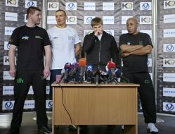 Aleksandr Usik, James Ali Bashir and Aleksandr Krasyuk