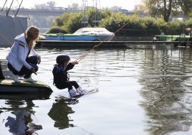 Natalia Miroshnichenko riding a wakeboard