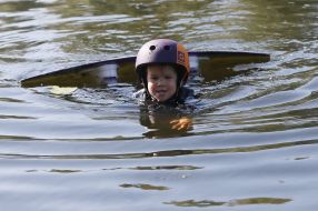 Natalia Miroshnichenko riding a wakeboard