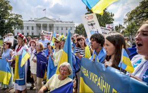 Представители украинской диаспоры встречают Президента Украины