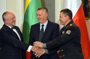 Juozas Olekas, Tomasz Semonyak and Valery Geletey