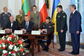 Juozas Olekas, Tomasz Semonyak and Valery Geletey