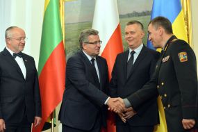 Juozas Olekas, Bronislaw Komorowski, Tomasz Semonyak and Valery Geletey