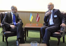 Arseniy Yatsenyuk and Andris Berzins