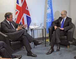 Arseniy Yatsenyuk and David Cameron