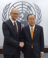Arseniy Yatsenyuk and Ban Ki-moon
