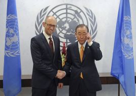 Arseniy Yatsenyuk and Ban Ki-moon