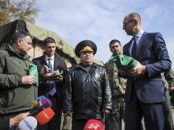 Arsen Avakov, Arseniy Yatsenyuk and Stepan Poltorak