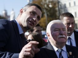 Vitaliy Klichko and Lech Walesa