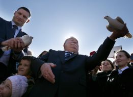 Vitaliy Klichko and Lech Walesa