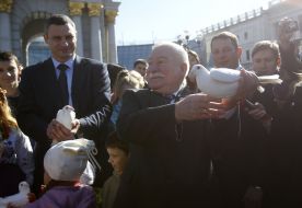 Vitaliy Klichko and Lech Walesa