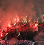 The fans lit flares