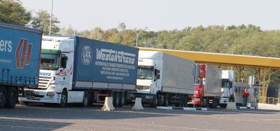 Trucks with humanitarian aid