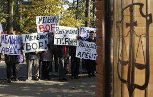Activists hold placards