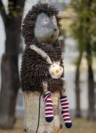 Sculpture "Hedgehog in the Fog" in striped socks