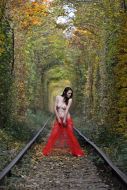 Nude model posing in the Tunnels of Love