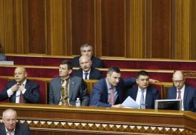 Yuriy Prodan, Aleksandr Sych, Vitali Klitschko, Vladimir Groysman and Arseniy Yatsenyuk