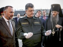Petr Poroshenko and Archbishop Lukа
