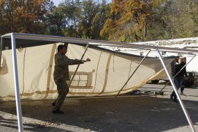 Participants of the presentation of mobile hospital