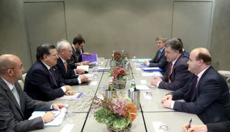 Petr Poroshenko, Herman Van Rompuy and Jose Manuel Barroso